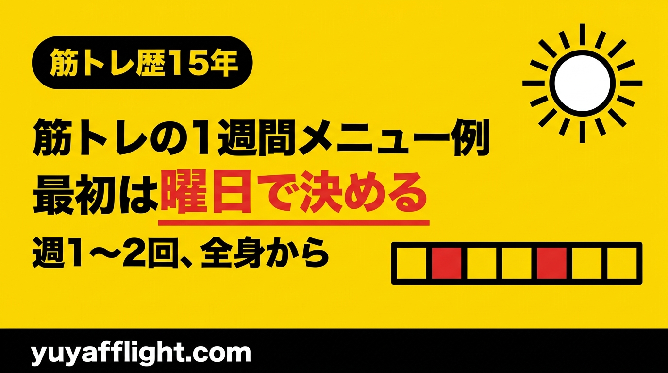 筋トレを始めたては週1から2回の全身メニューで曜日を決める