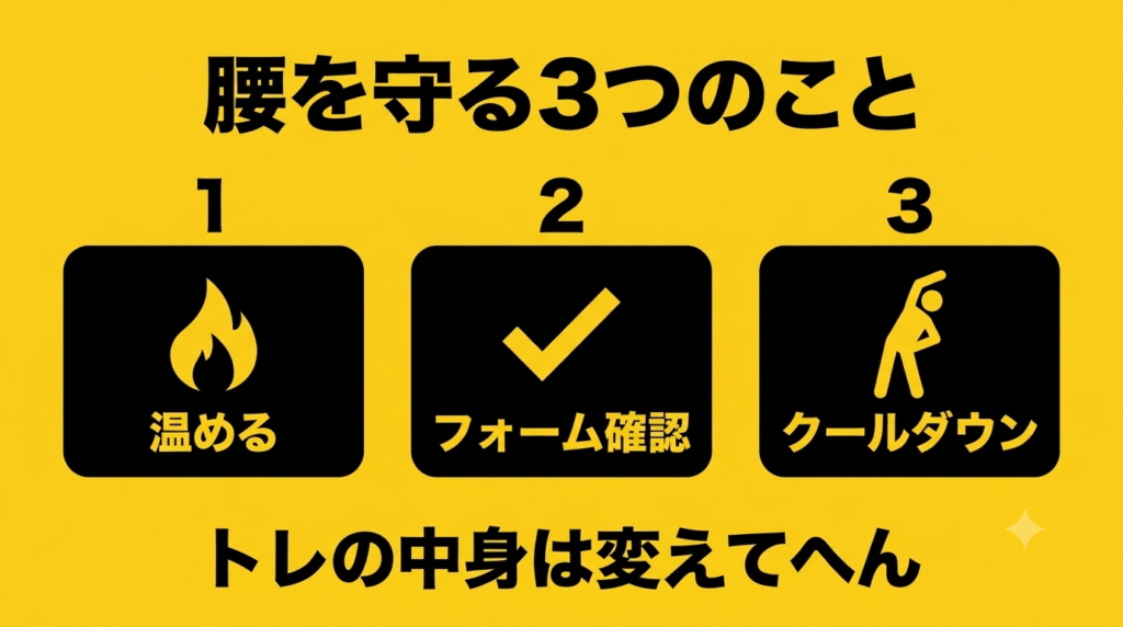 腰痛を防ぐために意識している3つのこと