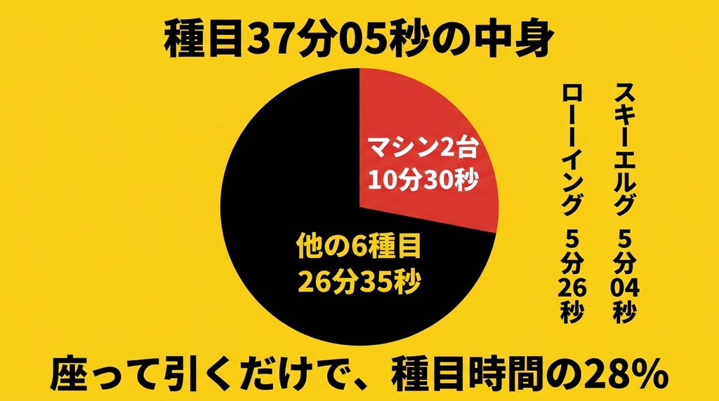 HYROXの種目時間のうちマシン2台が占める割合