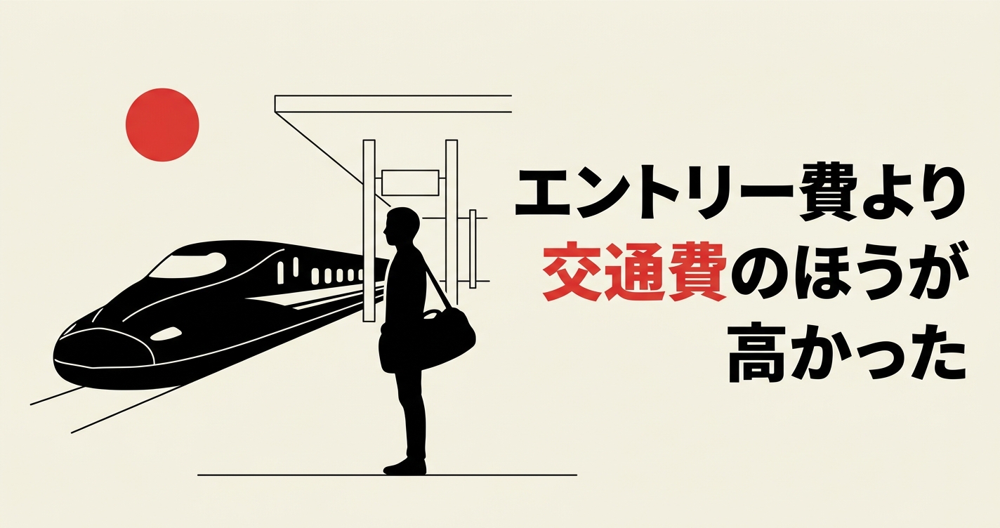 HYROXの大会でエントリー費より交通費のほうが高かったことを伝えるアイキャッチ画像