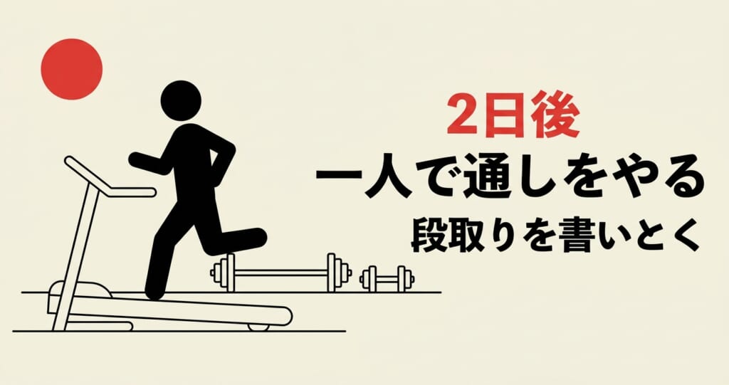 2日後に一人でHYROXの通し練習をやる段取りを伝えるアイキャッチ画像